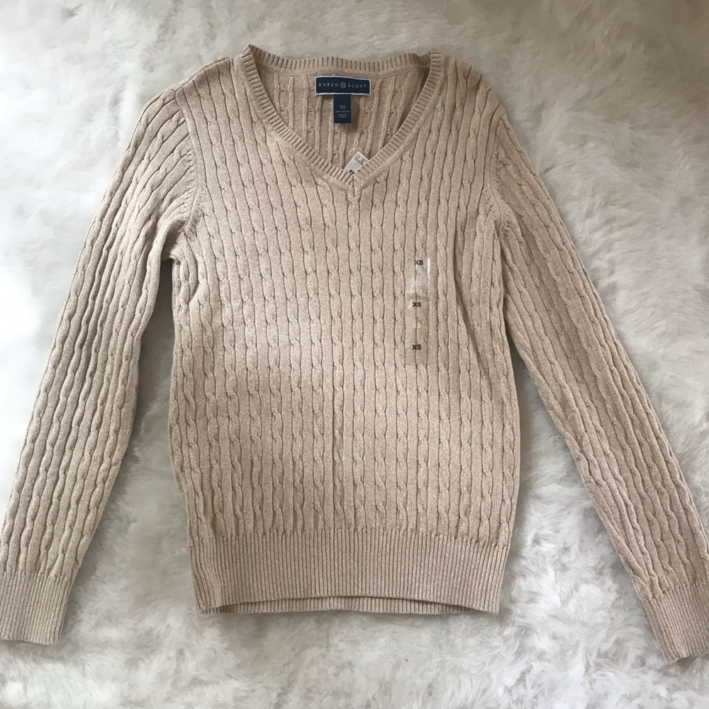 Karen Scott Cream cable detail jersey XS
